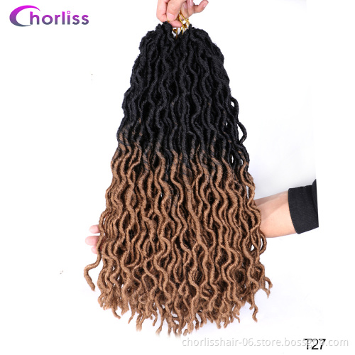 Wholesale Ombre Long Wave Gypsy Style Goddess Faux Locs Crochet Braids Synthetic Hair Extension Braiding Hair Synthetic Bulk